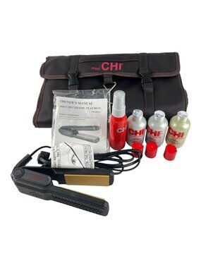 Mini CHI Pro Hair Styling Collection, Ceramic Flat Iron, Travel Bag & Care Produ